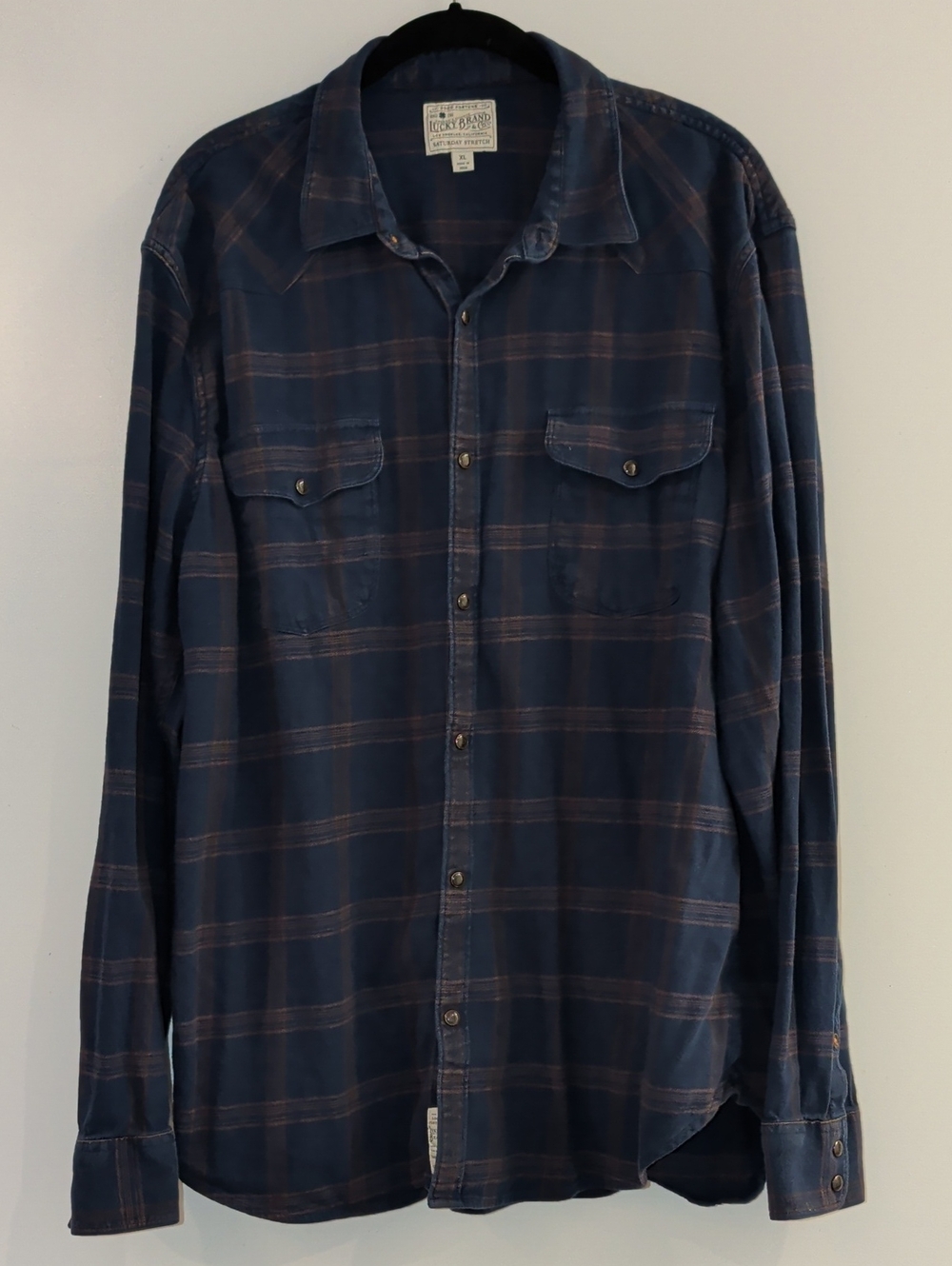 Lucky Brand Plaid Snap Down Flannel Long Sleeve Shirt Size XL
